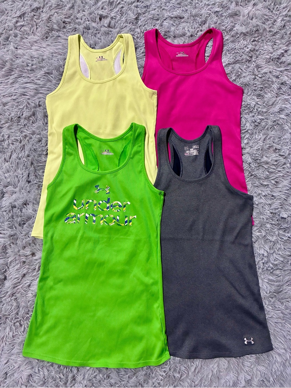 NEW Lot of 2 Under Armour ribbed running gym tank tops M